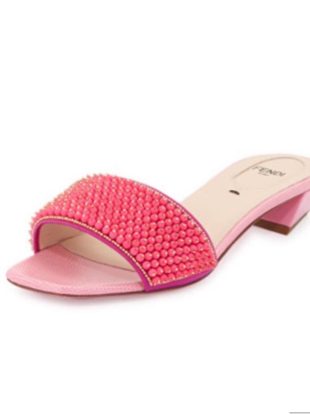 Fendi Pink Studded Slide Mules